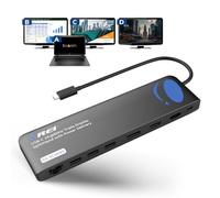 OREI USB-C Triple Monitor Docking Station Splitter - USB-C to 2× HDMI & 1× DisplayPort Adapter, 100W PD, Gigabit Ethernet, 4× USB2.0/3.0, microSD Reader - Windows & Mac Compatible