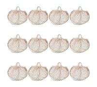 Oreilet 12 Pack Reusable Mesh Grocery Bags, Cotton String Produce Bags Bulk, Multipurpose Net Mesh Tote Carry for Fruit Vegetable Shopping Storage Organizer Beach Market