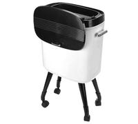 Oreilet 15L Kitchen Trash Can with Wheels, Tall Rolling Garbage Can, Slim Narrow Trash Bin Waste Basket for Bathroom, Bedroom, Living Room, Office (Cream White)