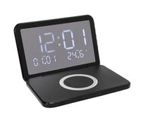 Oreilet 15W Wireless Charging Clock, Fast Charging Foldable Electronic Clock LED Mirror with Adjustable Brightness for Nightstand Desk Bedroom (2)