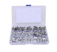 Oreilet 195 Pcs Wire Rope Cable Thimbles Sleeve Kit, M2 M3 M4 M5 Stainless Steel Thimbles and M1.2 M1.5 M2 .5 M3 M4 Aluminum Cable Crimp Ferrules (195PCS)