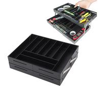 Oreilet 2 Tier Drawer Organizer, Collapsible Multi Level Expandable Desk Organizer Tray, Drawer Foldable Storage Tray for Makeup Jewelry Desk Office Supplies for Space Saving (Black)