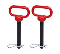 Oreilet 2Pcs 5/8 X 5 Inch Hitch Pin and Clamp, Long Lasting Trailer Hitch Gate Pin with R Clamp & Rubber Coated Red Handle for Tractors Towing Mower Cart ATV Car Truck