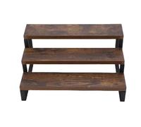 Oreilet 3 Tier Wooden Display Riser Stand, Perfume Stand Organizer for Makeup, Skincare Vanity Storage, Cupcake, Bathroom, Room Decor, Clear, 1 Pack (3 Tier)