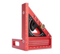 Oreilet 3D Multi Angle Measuring Ruler for Carpenter Square, 0-180 Degree Miter Triangle Ruler, Angle Protractor, Drawing Line Scriber, Layout Tool for Engineer Woodworking (Red and Black)