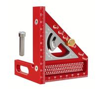 Oreilet 3D Multi Angle Measuring Ruler for Carpenter Square, 0-180 Degree Miter Triangle Ruler, Angle Protractor, Drawing Line Scriber, Layout Tool for Engineer Woodworking (Red and Gray)