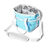 Oreilet 4 Compartments Water Bottle Bag Crossbody with Adjustable Strap, Water Bottle Sling Holder Phone Pocket, Waterbottle Purse Carrier for Women Walking Hiking Cycling Travel (Blue White)