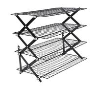Oreilet 4 Tier Collapsible Cooling Rack, Black Versatile Wooden Floating Organizer with Secret Compartment for Decorative Items Perfumes Collectibles