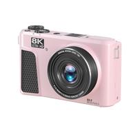 Oreilet 8K Digital Camera, 18X Zoom Autofocus, 3 Inch 180° Flip Screen Dual Battery with Memory Card for Photography, Vlog, Recording Landscapes (Pink)