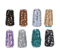 Oreilet 8Pcs Sparkling Sequin Cotton Yarn, 55 Yard Sparkling Thread Crochet Strings, 6mm and 3mm Shimmering Cotton Yarn, Shining Design for Sweater, Crafts Knitting and Crocheting