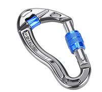 Oreilet , Aluminum Alloy 25KN Screw Locking Hook with Pulley for Climbing, Mountaineering, Outdoor Exploring, Engineer Protection (Blue)