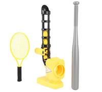 Oreilet Baseball Tennis Pitching Machine, 3 Adjustable Angle Auto Tennis Toss Machine for Training, Retractable Baseball Bat and Elastic Tennis Racket for Boys Girls Beginners (Yellow)