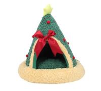 Oreilet Cat Bed Cave, Xmas Tree Shape Triangular Cat House Pet Nest, Semi Closed Cat Beds for Indoor Cats Tent Kittens Small Puppy Pets, 18.9 X 18.7in