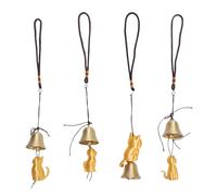 Oreilet Cat Wind Chime, 4Pcs Metal Cute Handmade Retro Cat Window Hanging Statue for Cat Lovers, Memorial Ornaments Windchimes Bell Outside Yard Home Porch Decoration