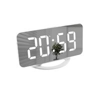 Oreilet Digital Alarm Clock, Large Display LED and Mirror Desk Clock, Dual USB Charger Ports with Snooze Switch for Living Room Essential