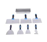 Oreilet Drywall Set, Stainless Steel Drywall Hand Tools Kit with 14 in Mud Pan, Putty Painter Scraper Taping Cutters Spackle Tool for Finishing Work