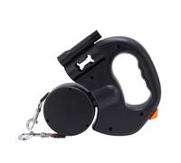Oreilet Dual Automatic Retractable Dog Leash, Extendable Pet Leash 1 Tow 2 with LED Light, Comfortable Grip Double Headed Dog for Walking 2 Small to Medium (Black)