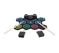 Oreilet Electronic Drum Set, Portable Roll Up Drums Kit MIDI Practice Pad with Built in Speakers, Drum Sticks and Pedals, LED Light Electronic Kit for Birthdays, Xmas