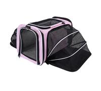 Oreilet Expandable Cat Carrier, Reflective Foldable Soft Sided Pet Carrier Bag, Breathable Mesh Small Dog Carriers for Cats, Rabbits, Small Animals Car Airplane Travel (Roseate)