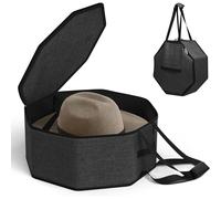 Oreilet Hat Storage Box, Large Foldable Hat Boxes, Save Space Stackable Cowboy Cap Organizer Carrier for Women Men Travel Case Closet Storage, 16.9 X 7.1in