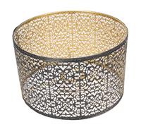 Oreilet Metal Lampshade, Iron Hollow Out Cylinder Lamp Shade with Intricate Patterns for E14 E27 Bulbs, Black and Gold 25cm 16cm