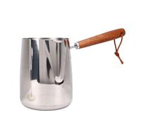 Oreilet Milk Frothing Pitcher, Steaming Pitchers Milk Jug with Wood Handle, Stainless Steel Cup Frother Cup for Coffee Art Heating Oil Melting Butter Chocolate (1000ml)
