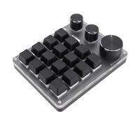 Oreilet Mini 16 Key 3 Knobs Gaming Keyboard, BT 2.4G USB Wired Macro Programmable Mechanical Keypad, Red Switch, Customize PC Keypad Key Board for Office Work Game (Black)