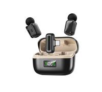 Oreilet Mini Wireless Lavalier Microphone, Wireless Lapel Mic with Charging Case & AI Noise Reduction, AI Voice Changer Lapel Mic for Video Recording Vlogging for Android PC Tablets (Black Apricot)