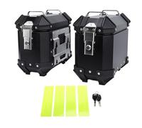 Oreilet Pair Motorcycle Side Case, Aluminium Alloy Motorbike Hard Side Saddlebag Box with Safety Lock and Handle, Motorcycle Storage Carrier Case Luggage Panniers (Black)