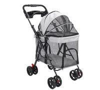 Oreilet Pet Stroller for Small Medium Dogs, Foldable Cat Dog Stroller with 4 Wheels, Sun Shades and Cup Holder, Cats Pet Gear Travel Carriage Puppy Wagon (Gray)