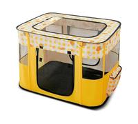 Oreilet Portable Cat Playpen, Foldable Dog Kennel Tent Crate, Folding Crates Play Pen Pet House for Kitten Puppy Indoor Outdoor Travel Camping Use, 35.43x27.56x23.62in (XL90X70X60 Yellow)