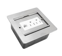Oreilet Recessed Flat Hidden Socket, Recessed Floor Outlet Box with 2 X 3 Prong and LAN Port, Embedded Floor Electrical Outlet Cover for Kitchen Living Room Office