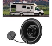 Oreilet RV Water Inlet, Round RV Gravity Fresh Water Fill Inlet with Lid, Anti Lost Strap Anti Overflow City Replacement for Trailer Motorhome Marine (black)