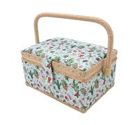 Oreilet Sewing Basket, Sewing Kit Tools Storage Box with Handle, Removable Tray, Vintage Sewing Carrying Organizer Bag for Sewing DIY Supplies Beginner Professional