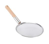 Oreilet Skimmer Spoon, Stainless Steel Fine Mesh Food Strainer with Wooden Handle, Heatproof Rustproof Sturdy for Kitchen Cooking Restaurants Picnics (26CM)
