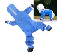 Oreilet Small Dog Raincoat, Polyester Waterproofing Hooded Dog Rain Jacket Slicker Poncho Jumpsuit for Puppy Small Pets, Rain Coat with Traction Rope Buckle (M)