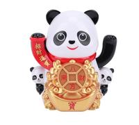 Oreilet Solar Powered Waving Panda, Lucky Chinese Panda Automatic Waving Arm Good Luck Fortune Ornament, Car Dashboard Decor, Cute Wealth Statue for Car, Desk, Cashier, Office (C)