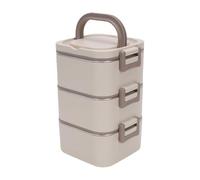 Oreilet Stackable 3 Layer Adult Lunch Box BentoBox 2100ml (Beige)
