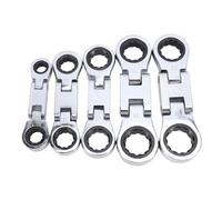 Oreilet Stubby Wrenches Set, Flex-Head Ratcheting Combination Wrench Set, Metric 8-19mm, Double Box End Mini Wrench Short Spanner for Automobile Maintenance and Repair