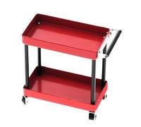 Oreilet Tool Cart, Mini 2-Tier Tools Storage Trolley Mobile Workshop Garage Repair Cart Rolling RC Accessories for 1/8 1/10 /12/16 Scale Model Large Size (Red)