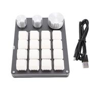 Oreilet Upgraded One Handed Macro Programmable Keypad, 16 Key Mini Wired Macro Keyboard with 3 Knobs and RGB Led, Mechanical Gaming Keyboard for Gaming Office (White)