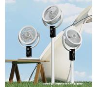 Oreilet Upgraded Portable Standing Fan, 8 Speed 3 Heights Adjustable 12 Inch Rechargeable Oscillating Floor Fan with Remote & Low Noise & Night Light & Timer for Desk Home