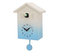 Oreilet Wall Cuckoo Clock, Nordic Style Cuckoo Clock Bird Voices Pendulum, Modern Battery Operated Hourly Chiming Bird House Hanging for Office Bedroom Living Room Decoration (Blue)