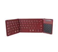 Oreilet Wireless Foldable Keyboard with Touchpad, PU Leather Cover Pocket Folding Keyboard, Compact Fold Portable Travel for Smartphone Tablet Laptop PC Business (Wine Red)