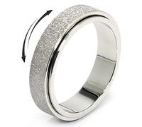OreilleStar Anxiety Ring for Women Fidget Ring Spinner Fidget Toys Adults Stainless Steel Thumb Ring for Men Silver Size 8