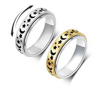 OreilleStar Anxiety Ring for Women Fidget Ring Spinner Rings for Thumb Silver Gold Moon Star Fidget Rings for Women Band Rings