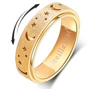 OreilleStar Anxiety Ring for Women Spinner Ring: Fidget Ring Anxiety Relief Items Spinner Rings for Anxiety Fidget Rings for Anxiety for Women Anti Anxiety Fidget Ring Men Teens (Moon Star-Gold, 9)