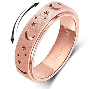 OreilleStar Anxiety Ring for Women Spinner Ring: Fidget Ring Anxiety Relief Items Spinner Rings for Anxiety Fidget Rings for Anxiety for Women Anti Anxiety Fidget Ring Men Teens Moon Star Rose Gold