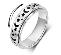 OreilleStar Anxiety Rings for Women Fidget Ring: Spinner Stainless Steel Thumb Ring Moon Star Fidget Ring for Men Gold Silver Rainbow Rose Gold Black Size 6 7 8 9 10, Stainless Steel, No Jewelry