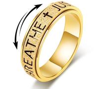 OreilleStar Fidget Anxiety Ring for Women: Just Breathe Spinner Ring Stainless Steel Stress Relief Silver Gold Plated Band Style, Stainless Steel, No Gemstone